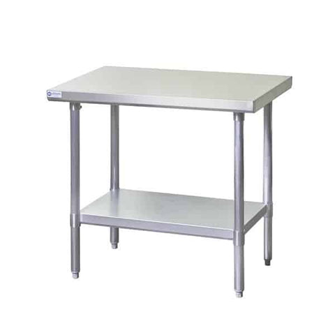 Work Table, Stainless Steel Top with Galvanized Steel Undershelf and without Backsplash - 48"W x 30"D