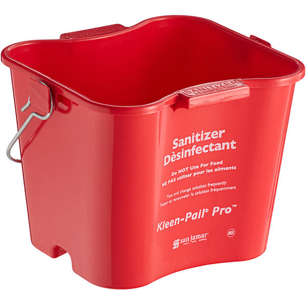 San Jamar Kleen-Pail Pro, Plastic, Red - Sanitizing Solution