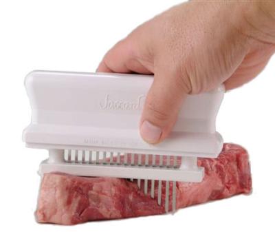 Manual Meat Tenderizer w/ 16 Blades, Dishwasher Safe, White