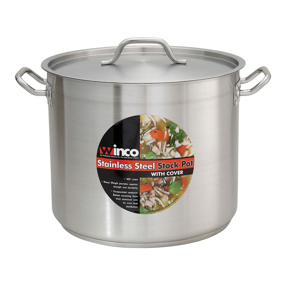 12 qt Stainless Steel Stock Pot w/ Cover - Induction Ready