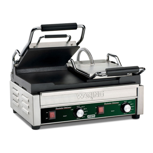 Double Commercial Panini Press w/ Cast Iron Smooth Plates, 240v/1ph