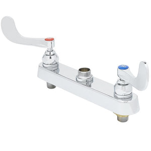 T&S Deck Mount Workboard Faucet Base with 8" Centers, Escutcheon, 4" Wrist Action Handles, and Tailpieces