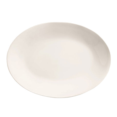 13 1/2" Oval Porcelain Platter w/ Rolled Edge, Coupe, Bright White, Porcelana