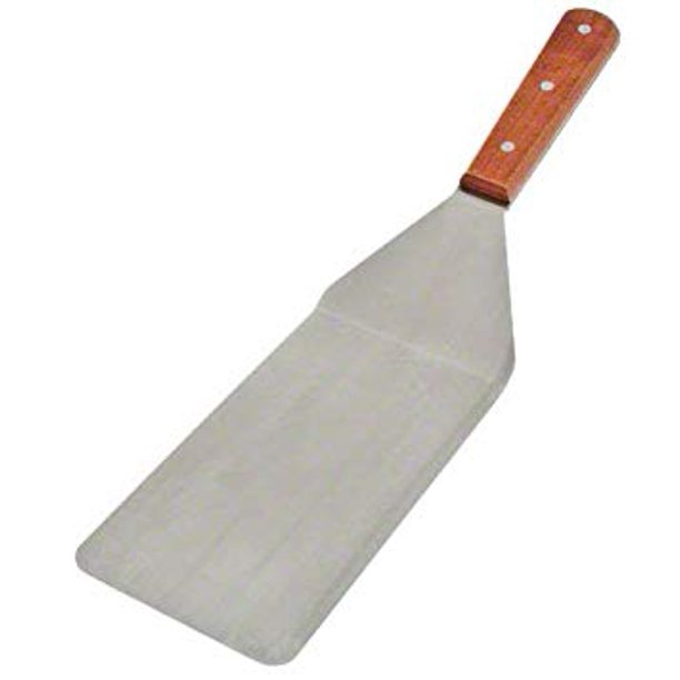 Turner, 4" x 8", solid, stainless steel, wood handle