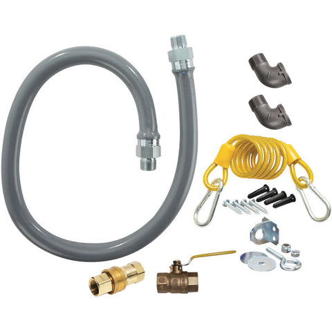 Dormont RG7548 ReliaGuard 48" Gas Connector Kit with Standard Snap Quick-Disconnect, 2 Elbows, and Restraining Cable - 3/4" Diameter