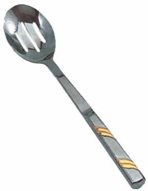 Gold Accented Hollow Handle Stainless Steel Slotted Spoon, 11-3/4-Inch