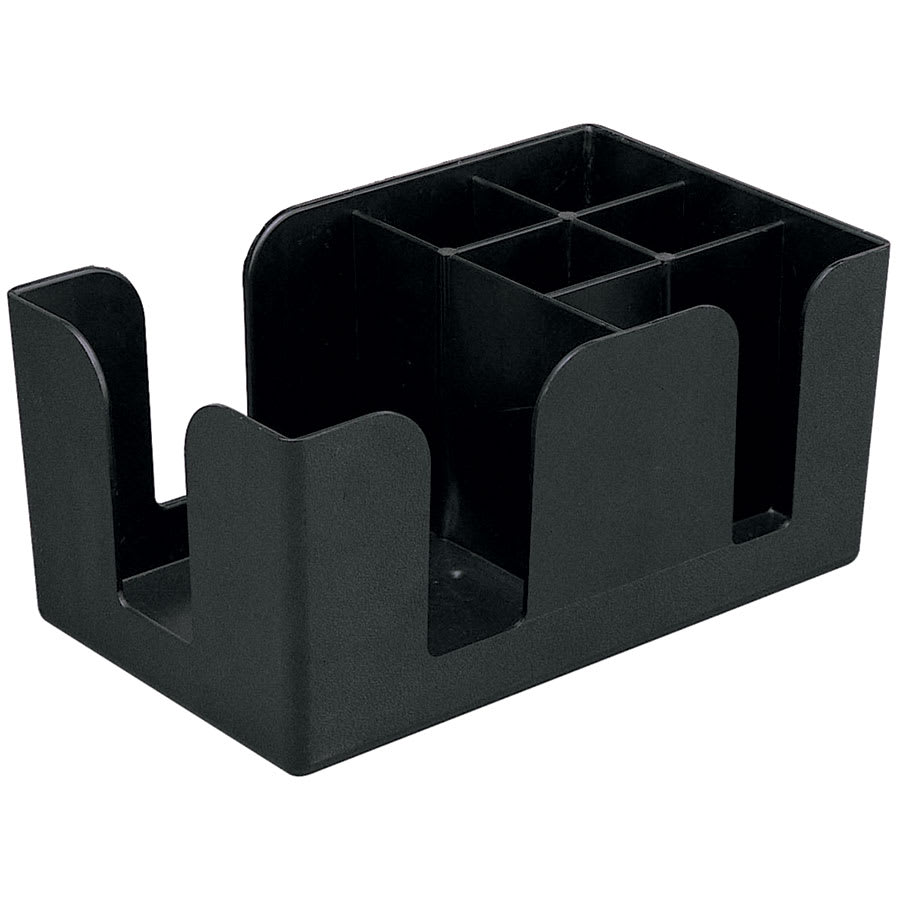 Plastic Bar Caddy w/ (6) Compartments, Black