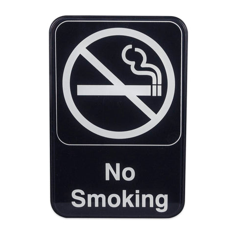 No Smoking" Sign - 6x9" White on Black