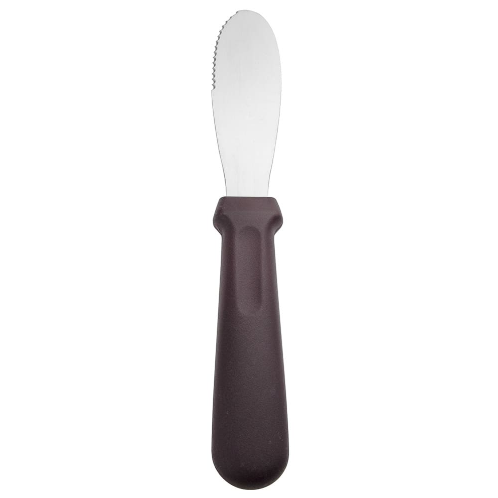 6" Serrated Butter Spreader - Dark Brown Plastic Handle