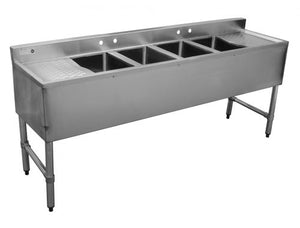 Bar Series Sink - 4 10" Bowls, 72" Long with 2 Drainboards