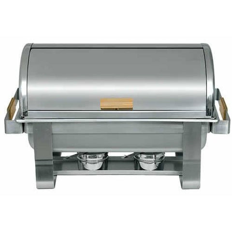 8 Qt. - Stainless Steel Rectangular Gold-Accented Roll-Top Chafer
