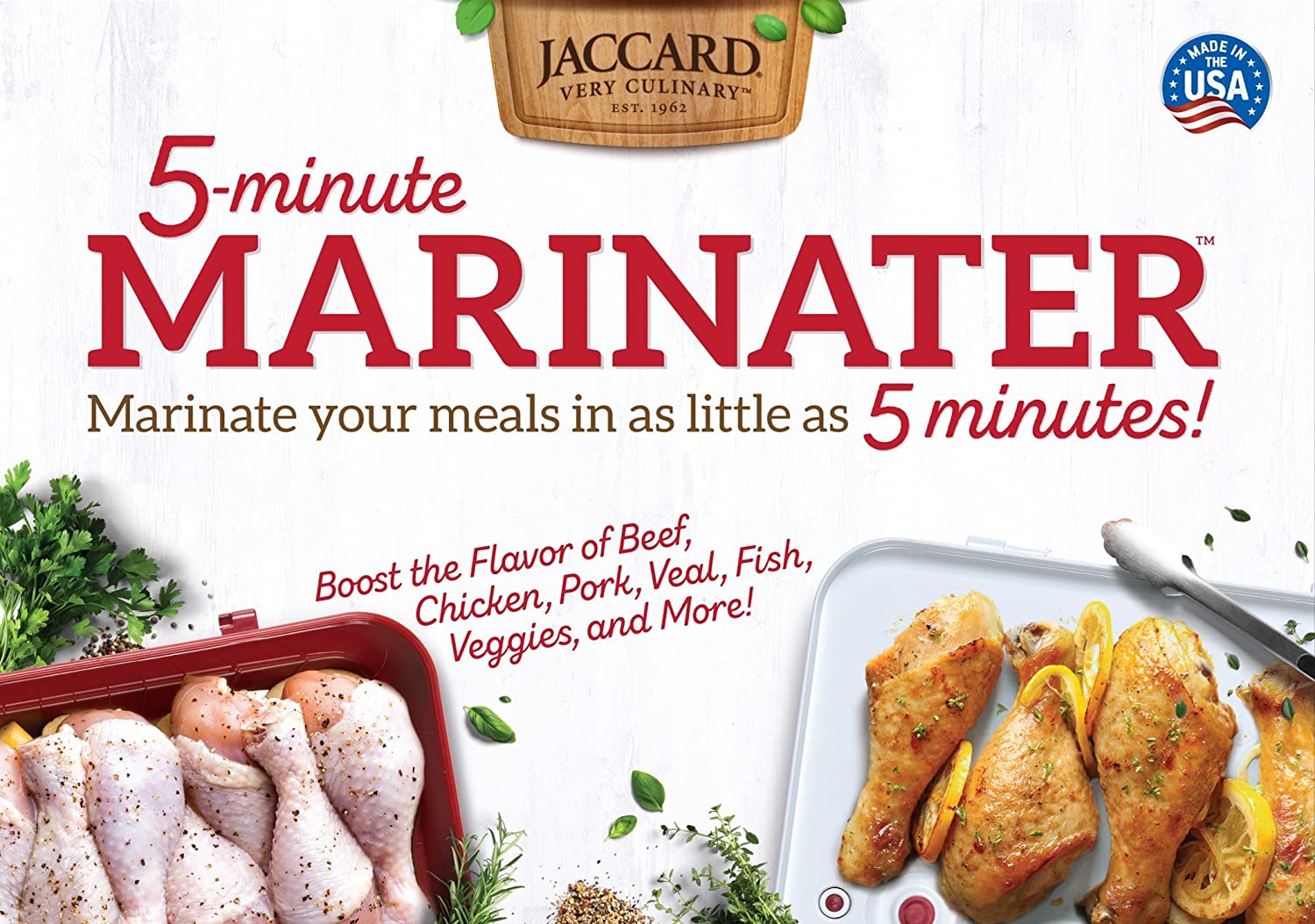 5-Minute Marinater, 10 X 14 Inch, White/Red, Instant Vacuum