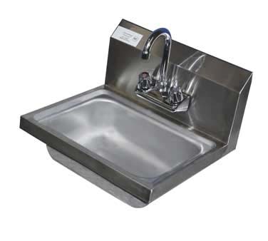Hand Sink, wall mount, 15" x 14" x 5-1/2" bowl, 4" gooseneck faucet