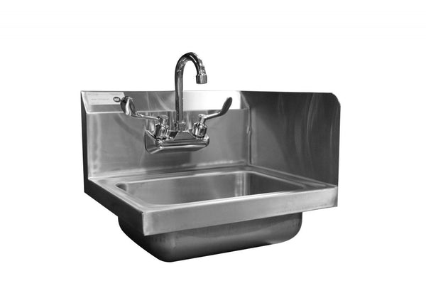 Hand Sink, wall mount, 15" x 14" x 5-1/2" bowl, 4" gooseneck faucet