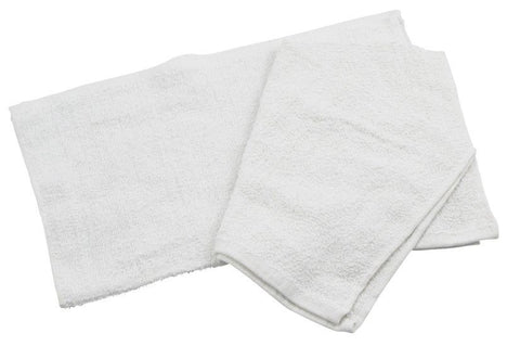 16" x 19" White 24 oz. Ribbed 100% Cotton Bar Towel - 12/Pack