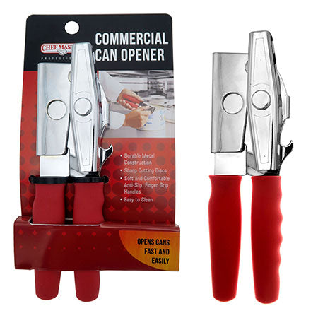 Commercial Can Opener with Red Grip Handles