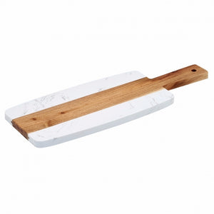 9" x 7" Marble and Wood Serving Board with 2 1/2" Handle