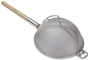Fine Reinforced 10" Strainer w/ Double-Tin Mesh & Wood Handle