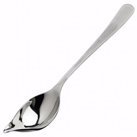 8" Satin Finish Stainless Steel Saucier Spoon with Tapered Spout