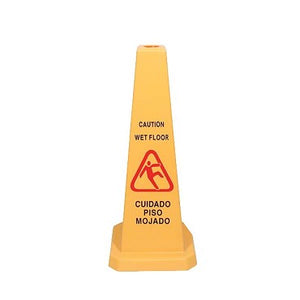 Wet Floor Sign, cone-shaped, 27"H x 11"W, yellow