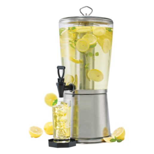 Polished Stainless Steel Ice Core Cold Beverage Dispenser, 2-1/4 Gallons