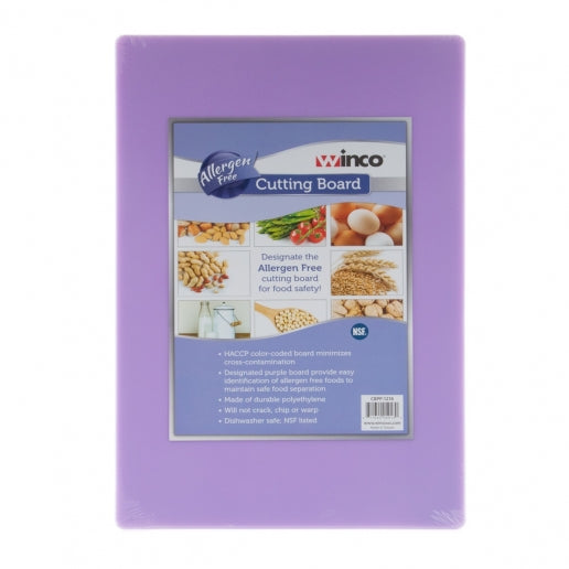 Winco Cutting Board, 12 x 18 x 1/2 thick- allergen free