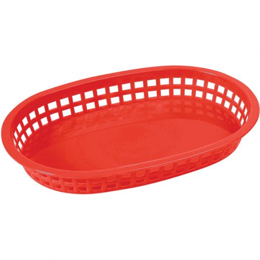 10 3/4" x 7-1/4" x 1 1/2" Oval Plastic Fast Food Basket