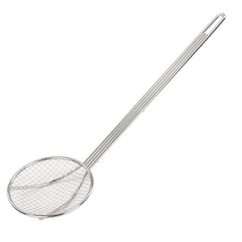 6" Diameter Round x 13" Handle Nickel Plated Wire Skimmer